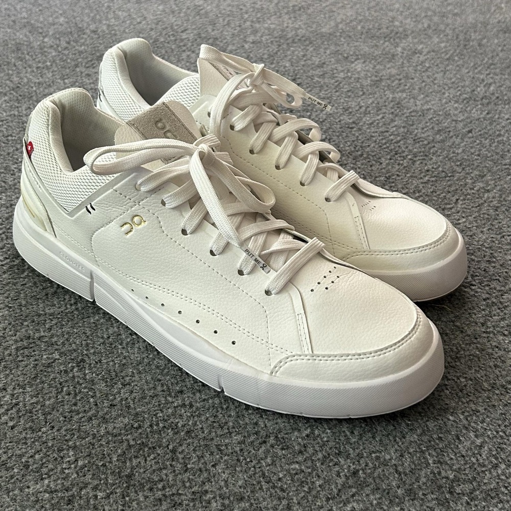 On The Roger Centre Court Shoes Mens Size 10 White Vegan Leather Tennis Sneaker
